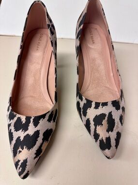 Cole Haan Leopard Print Pointed Toe Pumps - Beige & Black